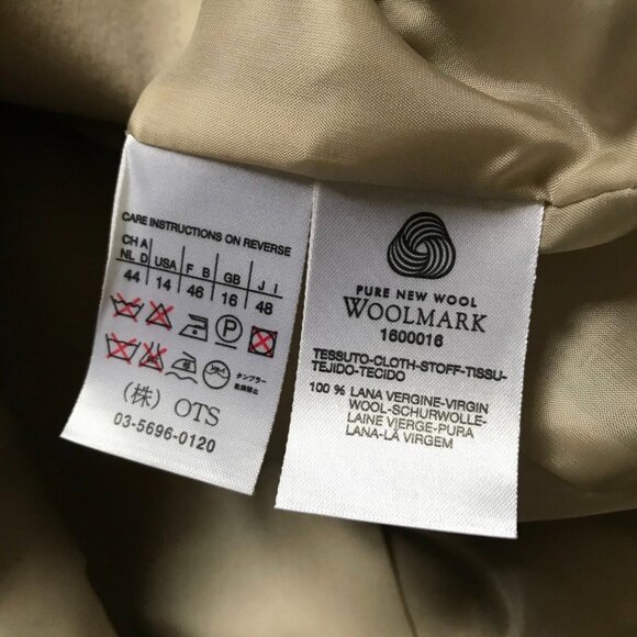 Max Mara Blazer Jacket Coat Womens 14 Beige Tan Wool Two Button Single Breasted - Picture 5 of 11